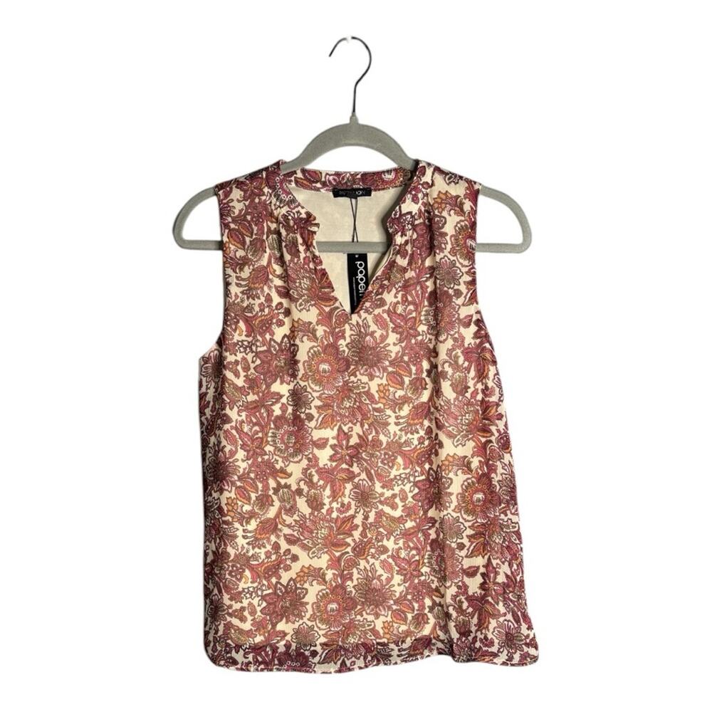 Paper Moon Dark Pink and White Floral Sleeveless Blouse XS